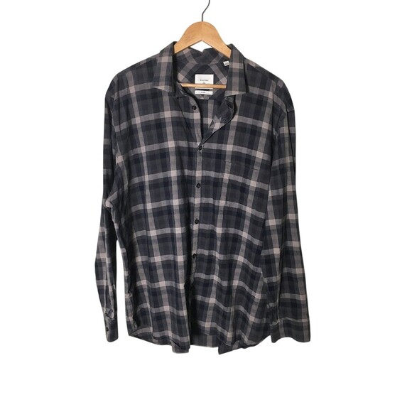 Billy Reid Shirt Men's Size XXL Gray Plaid Button Up Standard Fit 100% Cotton - Picture 1 of 7